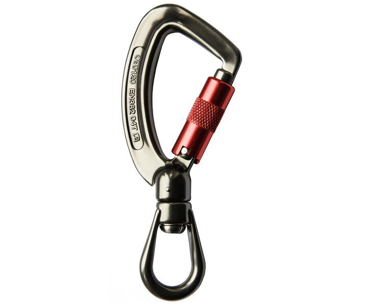 ISC 27kn swivel captive eye 3 way aluminium karabiner (grey)