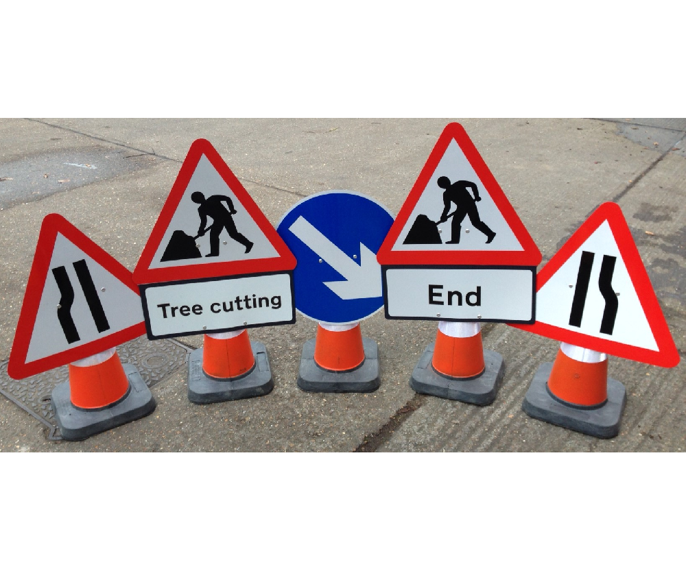 Quazar cone sign for 750mm cones