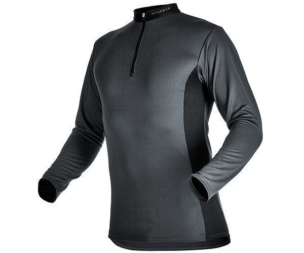 Pfanner zip neck T-shirt long sleeve (Grey) (Small)