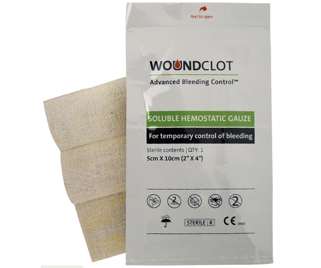 WoundClot haemostatic trauma gauze dressing
