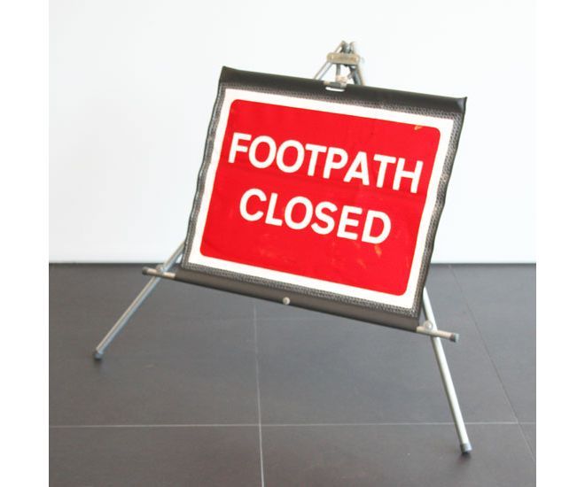 Quazar roll up sign, 'Footpath closed'