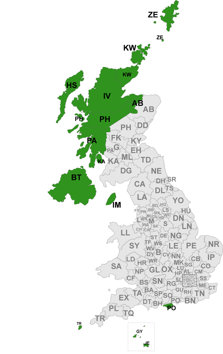 Exotic postcode surcharge areas