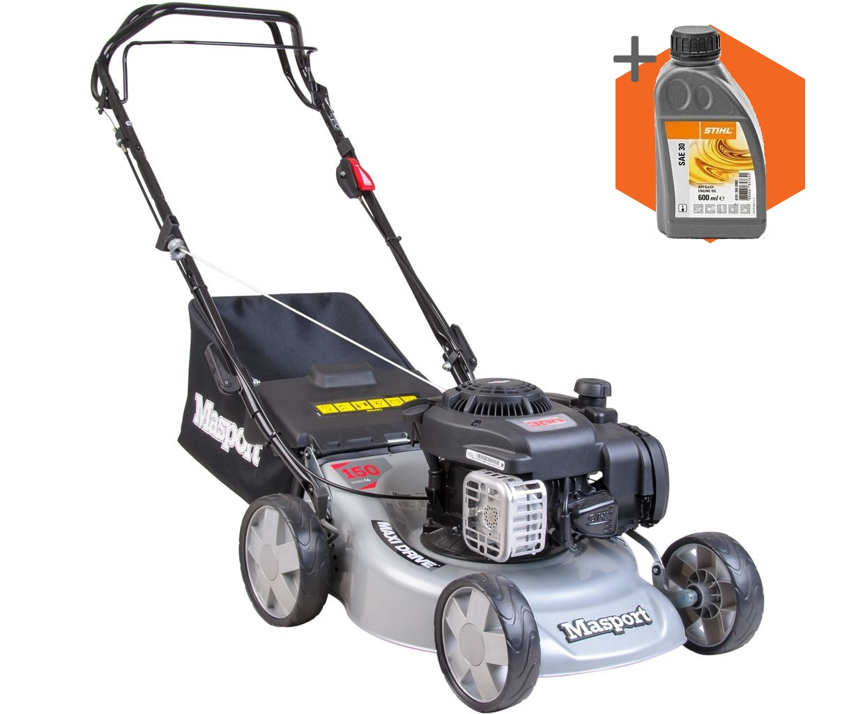 Masport 150 ST SP Combo petrol self-propelled four wheeled lawn mower (16