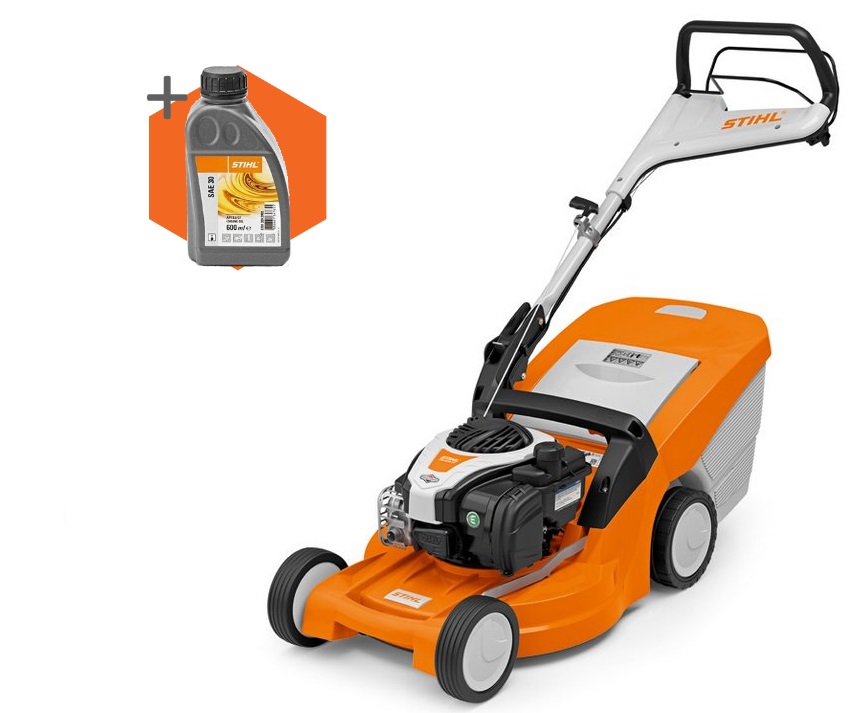 Stihl RM 448 TC petrol self-propelled four wheeled lawn mower (46cm cut)