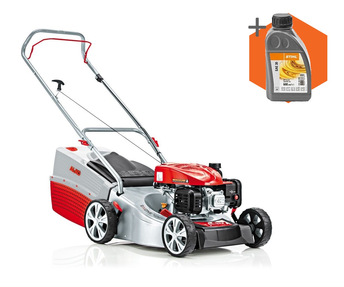 AL-KO Highline 42.7 P-A petrol push four wheeled lawn mower (42cm cut)