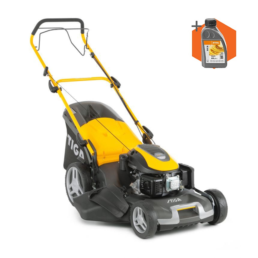 Stiga COMBI 55 SQ petrol self propelled four wheeled lawn mower (53cm cut)
