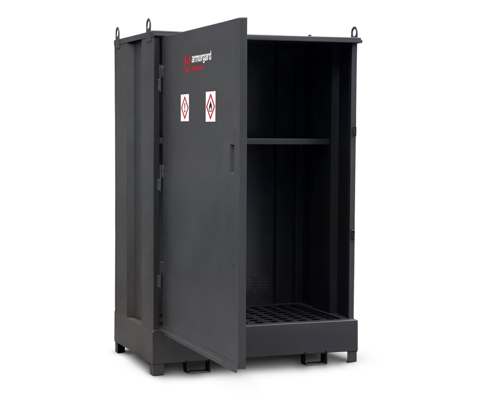 Armorgard DB2S DrumBank drum storage cabinet with shelf