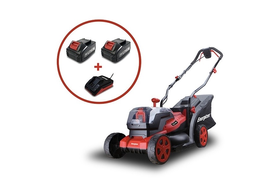 Energizer ELMC 20V battery push four wheeled lawnmower (33cm cut) (Kit (with 2 x 4Ah batteries & charger))
