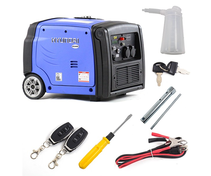 Hyundai HY3200SEi portable 'silent' inverter generator with wheel kit
