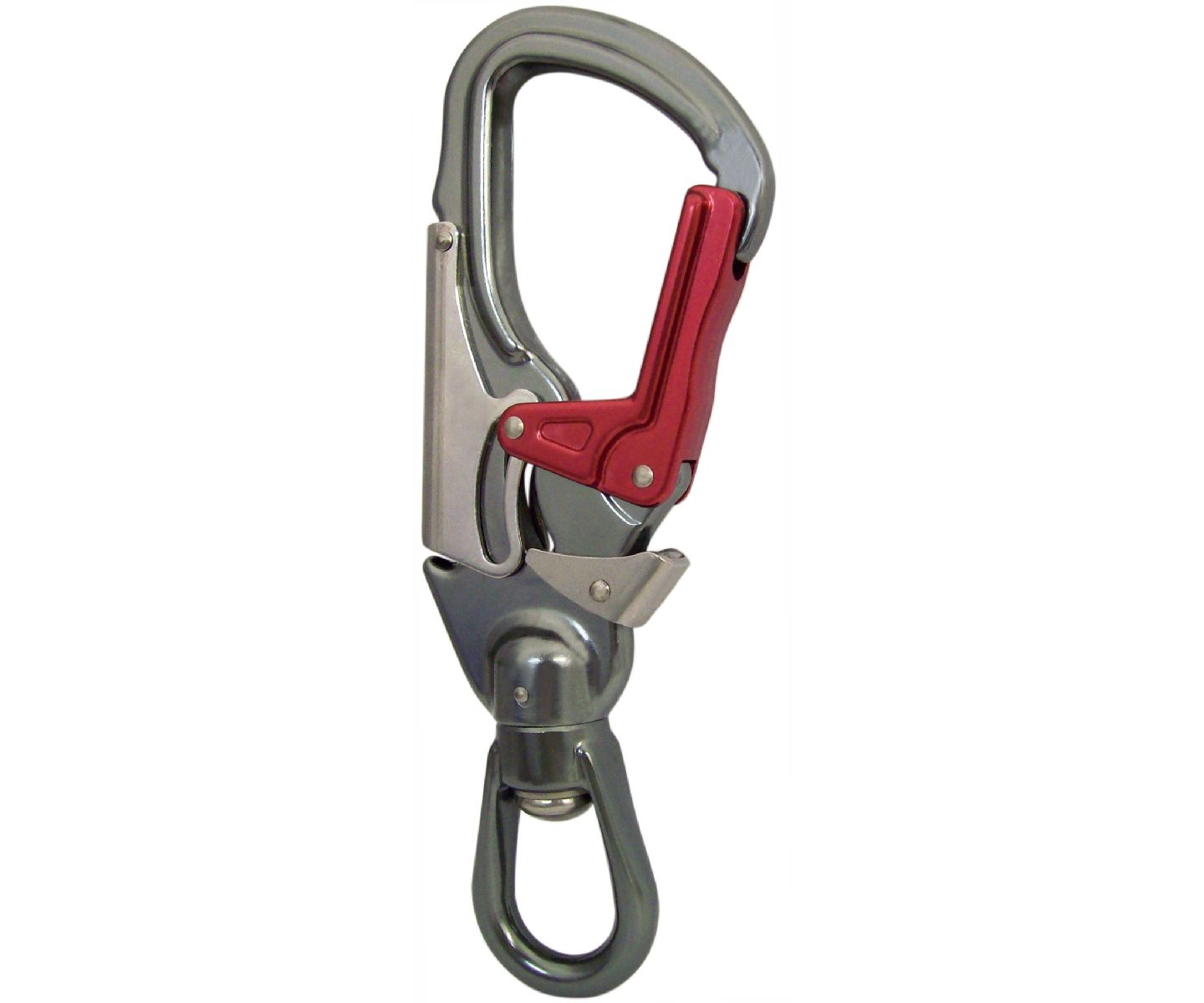 ISC 27kn captive eye snap hook with swivel 3 way aliminium karabiner (grey)