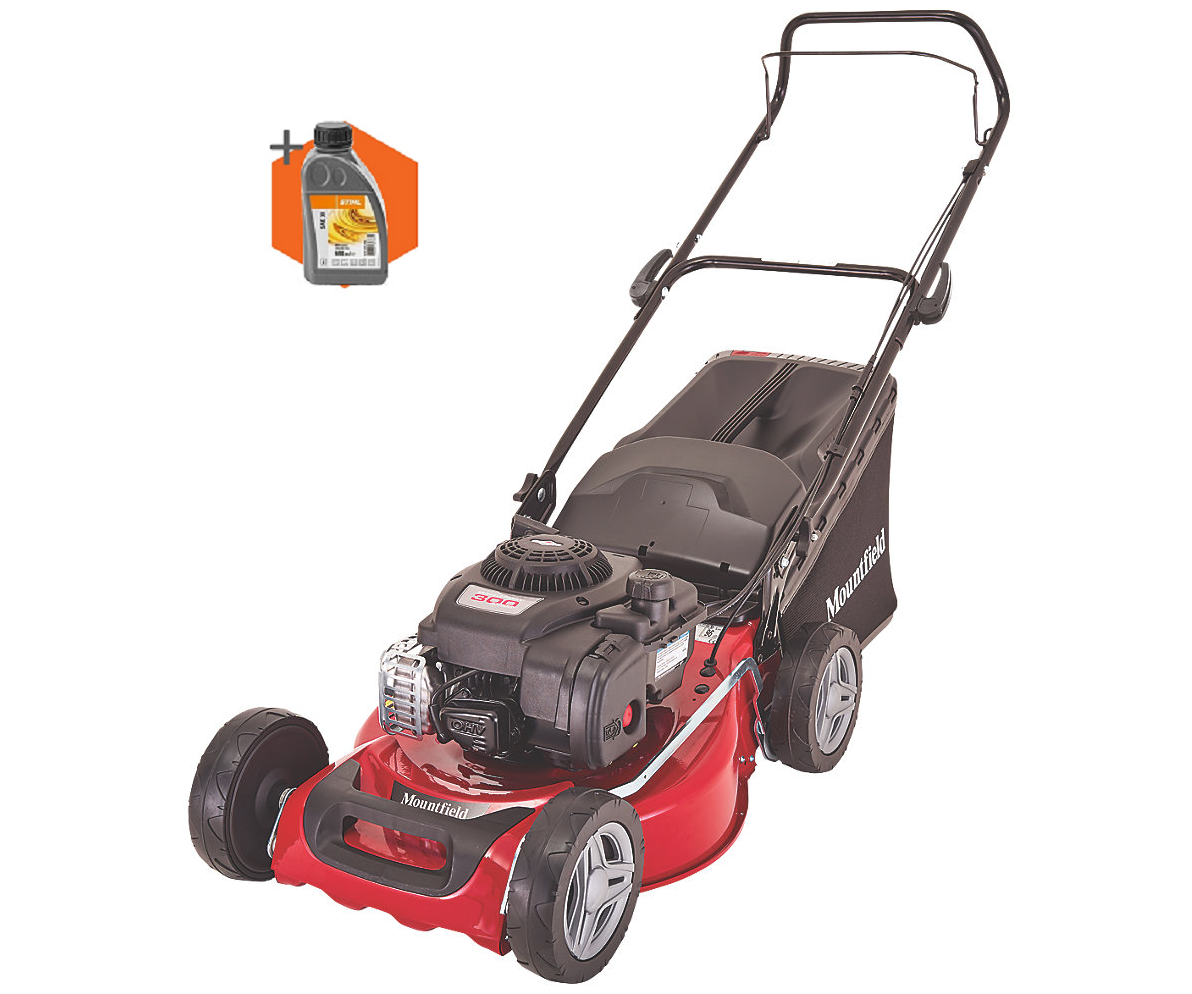 Mountfield HP185 petrol push four wheeled lawn mower (46cm cut)