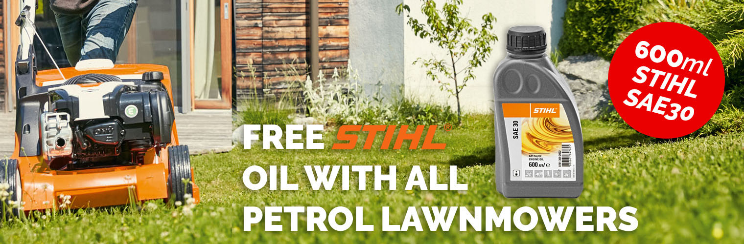 FREE oil with petrol lawnmowers