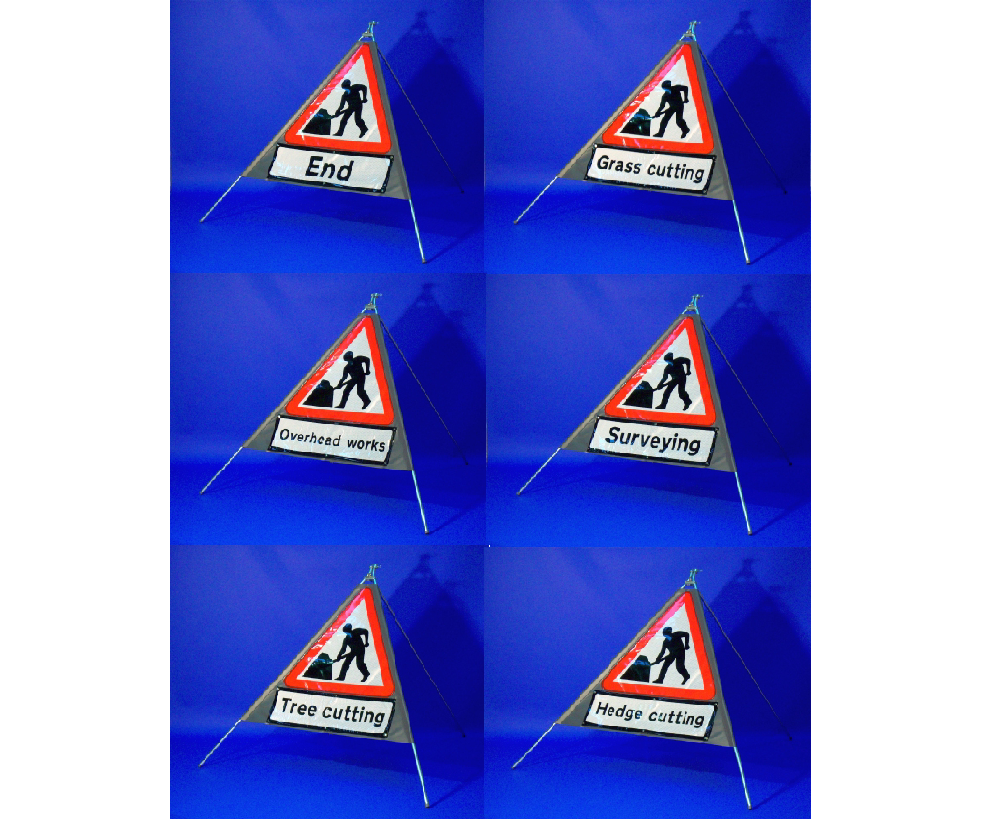 Quazar roll up sign 'Men at Work' with legend (600mm)
