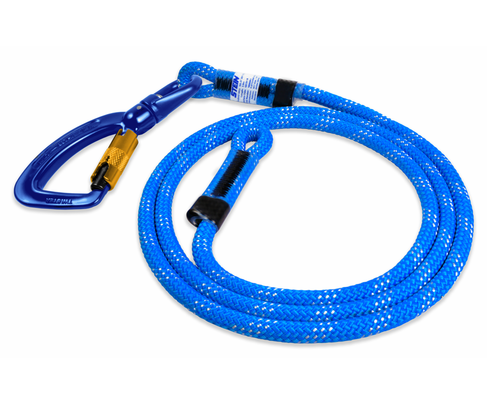 Stein SCE work positioning lanyard with swivel 3 way karabiner (Blue)