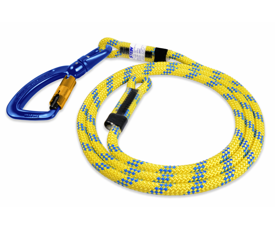 Stein SCE work positioning lanyard with swivel 3 way karabiner (Yellow)