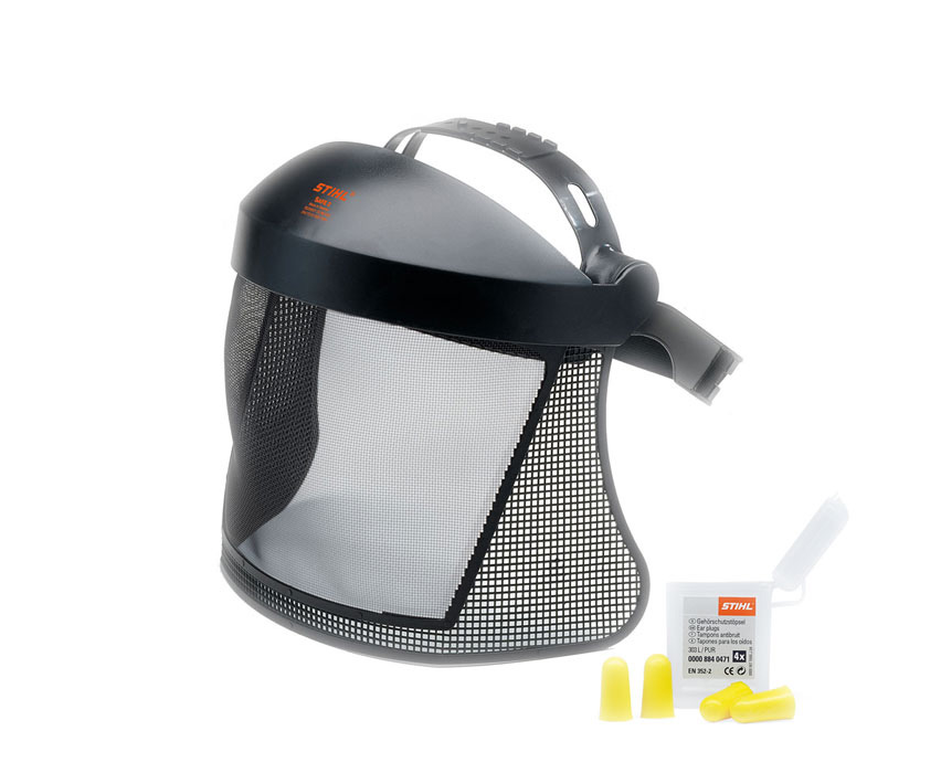 Stihl nylon mesh visor with ear plugs kit