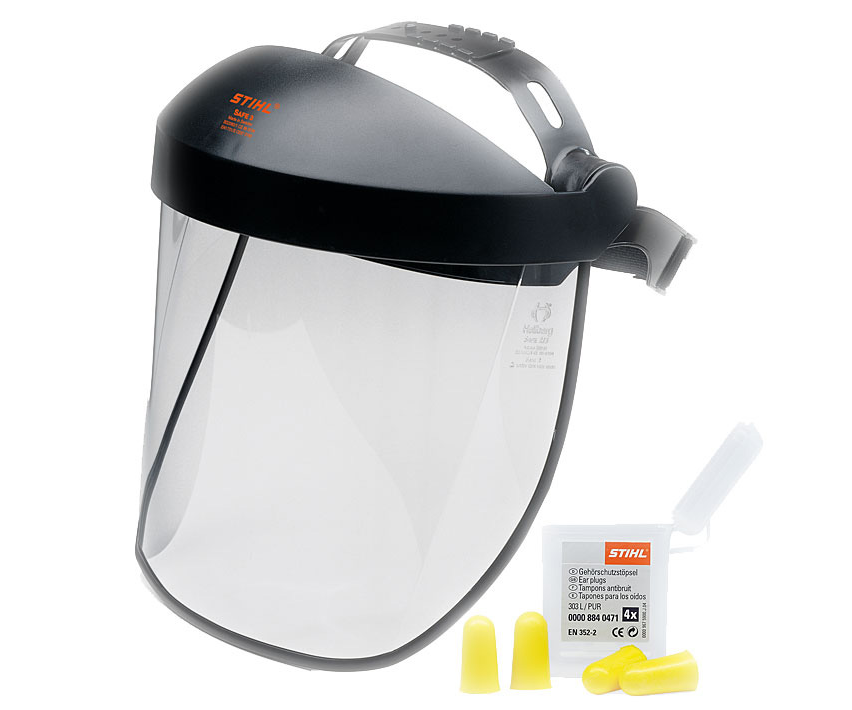 Stihl polycarbonate visor with ear plugs kit