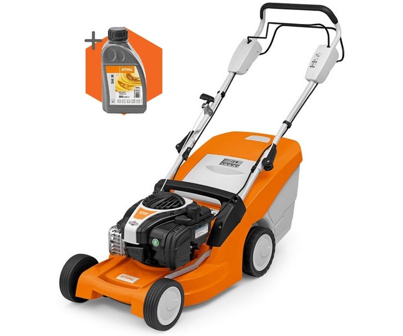 Stihl RM 443 T petrol self-propelled four wheeled lawn mower (41cm cut)